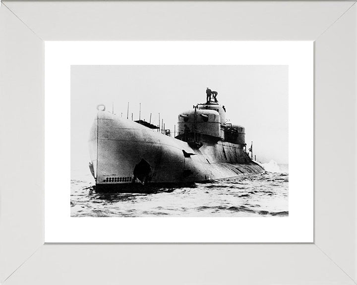 HMS X1 Submarine Photo Print Port Side Royal Navy Wall Art Naval Decor Poster Posters, Prints, & Visual Artwork Hampshire Prints 10 x 8 White Frame Yes