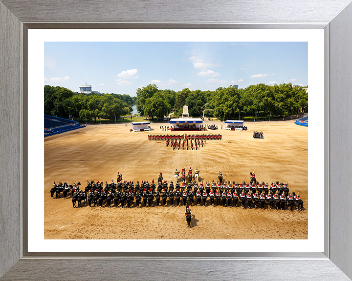 British Army Welsh Guards and Household Cavalry on Horse Guards Parade Photo Print Wall Art Military Decor Posters, Prints, & Visual Artwork Hampshire Prints 10 x 8 Silver Frame Yes