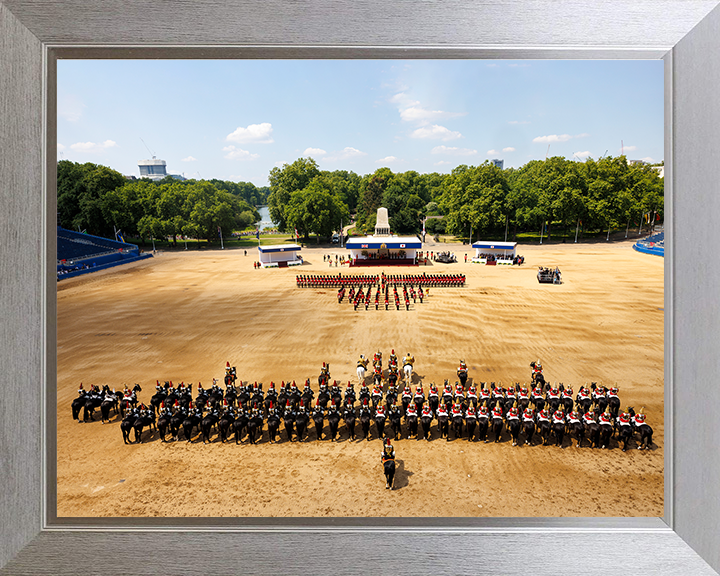 British Army Welsh Guards and Household Cavalry on Horse Guards Parade Photo Print Wall Art Military Decor Posters, Prints, & Visual Artwork Hampshire Prints 10 x 8 Silver Frame No