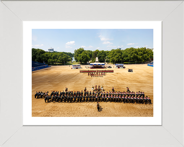 British Army Welsh Guards and Household Cavalry on Horse Guards Parade Photo Print Wall Art Military Decor Posters, Prints, & Visual Artwork Hampshire Prints 10 x 8 White Frame Yes