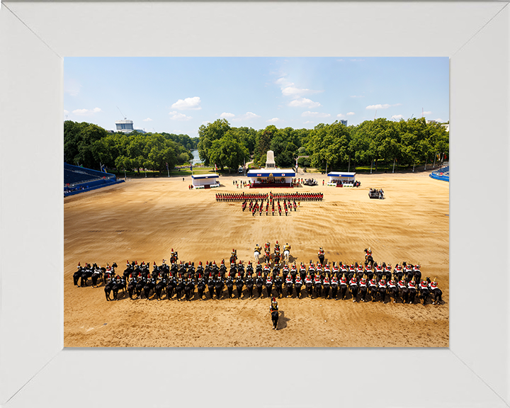 British Army Welsh Guards and Household Cavalry on Horse Guards Parade Photo Print Wall Art Military Decor Posters, Prints, & Visual Artwork Hampshire Prints 10 x 8 White Frame No
