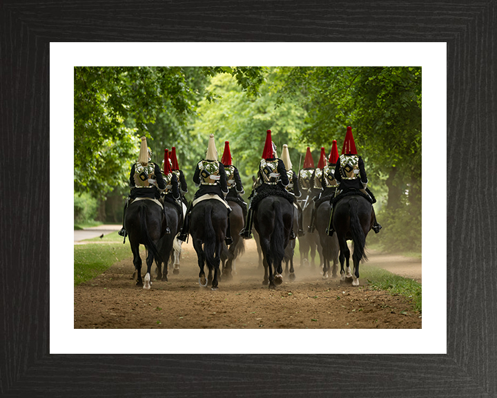 British Army Household Cavalry Troopers Ride Through Hyde Park Photo Print Wall Art Military Decor Posters, Prints, & Visual Artwork Hampshire Prints 10 x 8 Black Frame Yes
