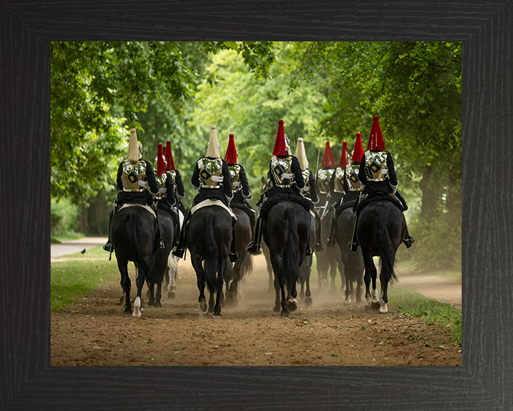 British Army Household Cavalry Troopers Ride Through Hyde Park Photo Print Wall Art Military Decor Posters, Prints, & Visual Artwork Hampshire Prints 10 x 8 Black Frame No