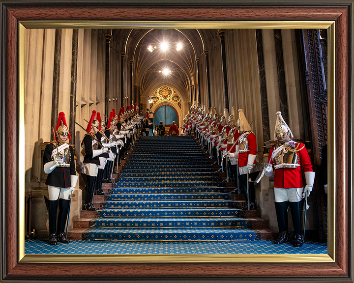 British Army Household Cavalry lining the steps of the house of Lords Photo Print Wall Art Military Decor Posters, Prints, & Visual Artwork Hampshire Prints 10 x 8 Classic Frame No