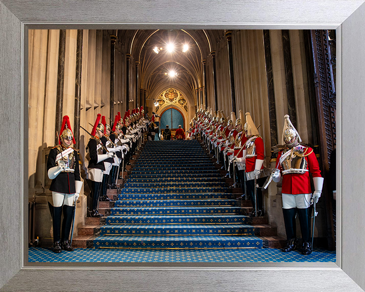 British Army Household Cavalry lining the steps of the house of Lords Photo Print Wall Art Military Decor Posters, Prints, & Visual Artwork Hampshire Prints 10 x 8 Silver Frame No