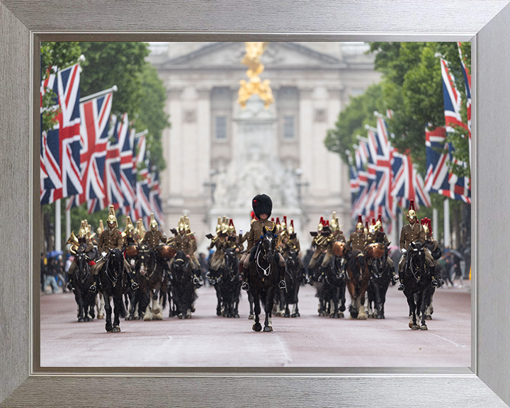Household Cavalry ride down The Mall London Photo Print - British Army Posters, Prints, & Visual Artwork Hampshire Prints 10 x 8 Silver Frame No
