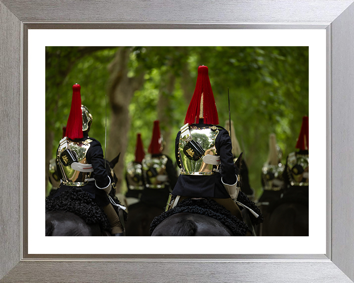 British Army Household Cavalry Troopers Riding Photo Print Wall Art Military Decor Poster Posters, Prints, & Visual Artwork Hampshire Prints 10 x 8 Silver Frame Yes