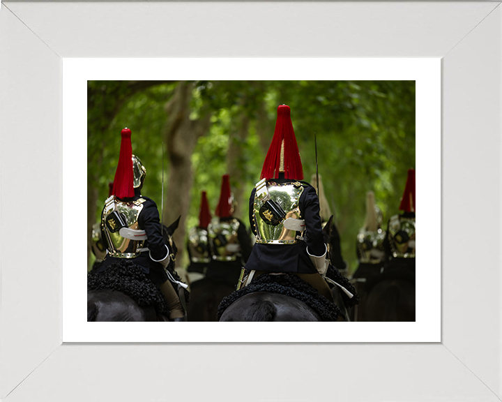 British Army Household Cavalry Troopers Riding Photo Print Wall Art Military Decor Poster Posters, Prints, & Visual Artwork Hampshire Prints 10 x 8 White Frame Yes