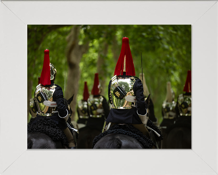 British Army Household Cavalry Troopers Riding Photo Print Wall Art Military Decor Poster Posters, Prints, & Visual Artwork Hampshire Prints 10 x 8 White Frame No