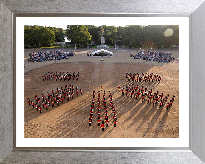 British Army Household Division Massed Bands Photo Print Wall Art Military Decor Posters, Prints, & Visual Artwork Hampshire Prints 10 x 8 Silver Frame Yes