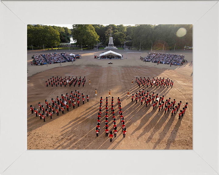 British Army Household Division Massed Bands Photo Print Wall Art Military Decor Posters, Prints, & Visual Artwork Hampshire Prints 10 x 8 White Frame No