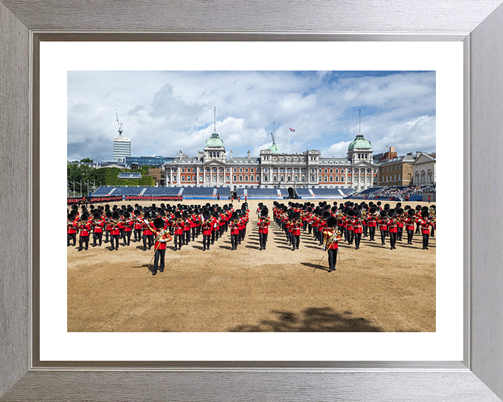 British Army Household Division Trooping the Colour Rehearsal Photo Print Wall Art Military Decor Posters, Prints, & Visual Artwork Hampshire Prints 10 x 8 Silver Frame Yes