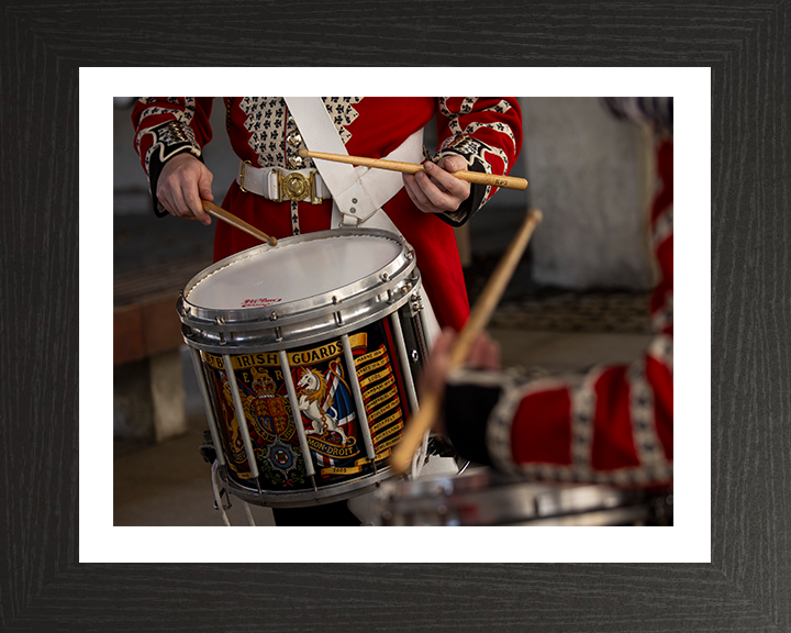 British Army Irish Guards Drummers Drumming Photo Print Wall Art Military Decor Poster Posters, Prints, & Visual Artwork Hampshire Prints 10 x 8 Black Frame Yes