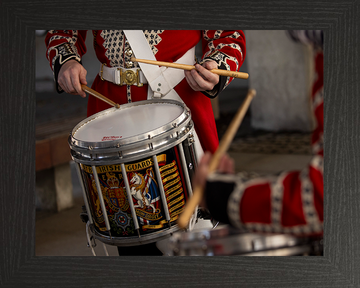 British Army Irish Guards Drummers Drumming Photo Print Wall Art Military Decor Poster Posters, Prints, & Visual Artwork Hampshire Prints 10 x 8 Black Frame No