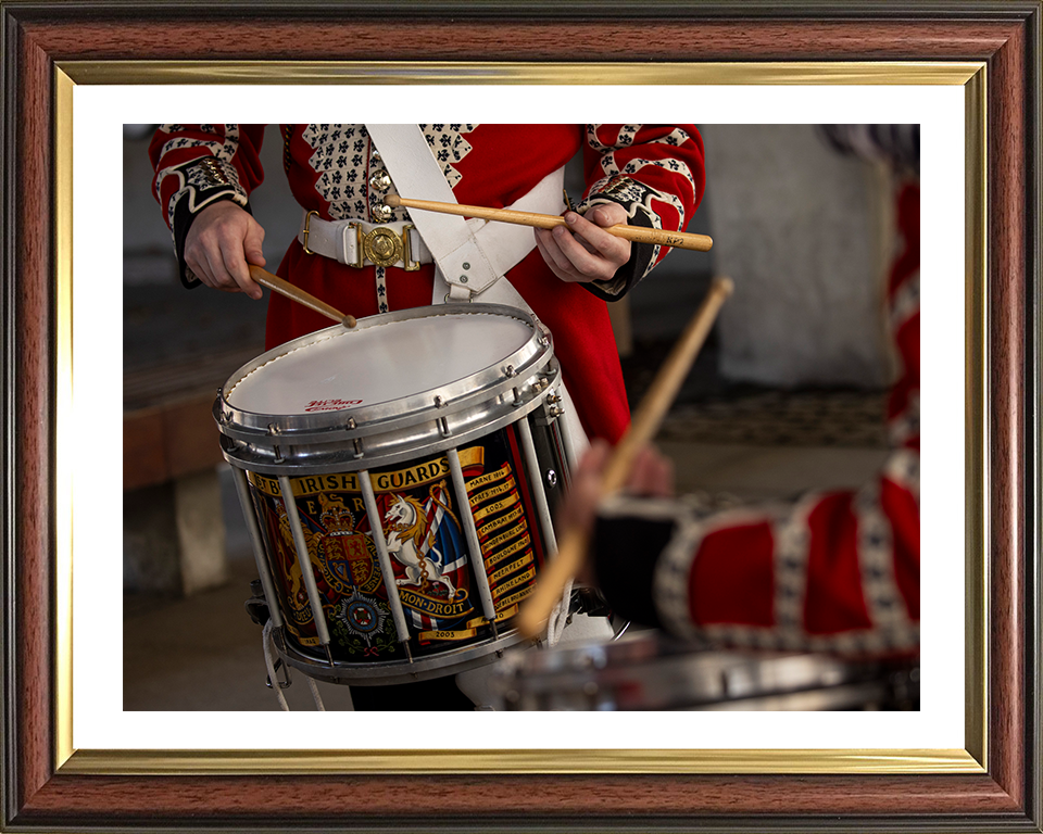 British Army Irish Guards Drummers Drumming Photo Print Wall Art Military Decor Poster Posters, Prints, & Visual Artwork Hampshire Prints 10 x 8 Classic Frame Yes
