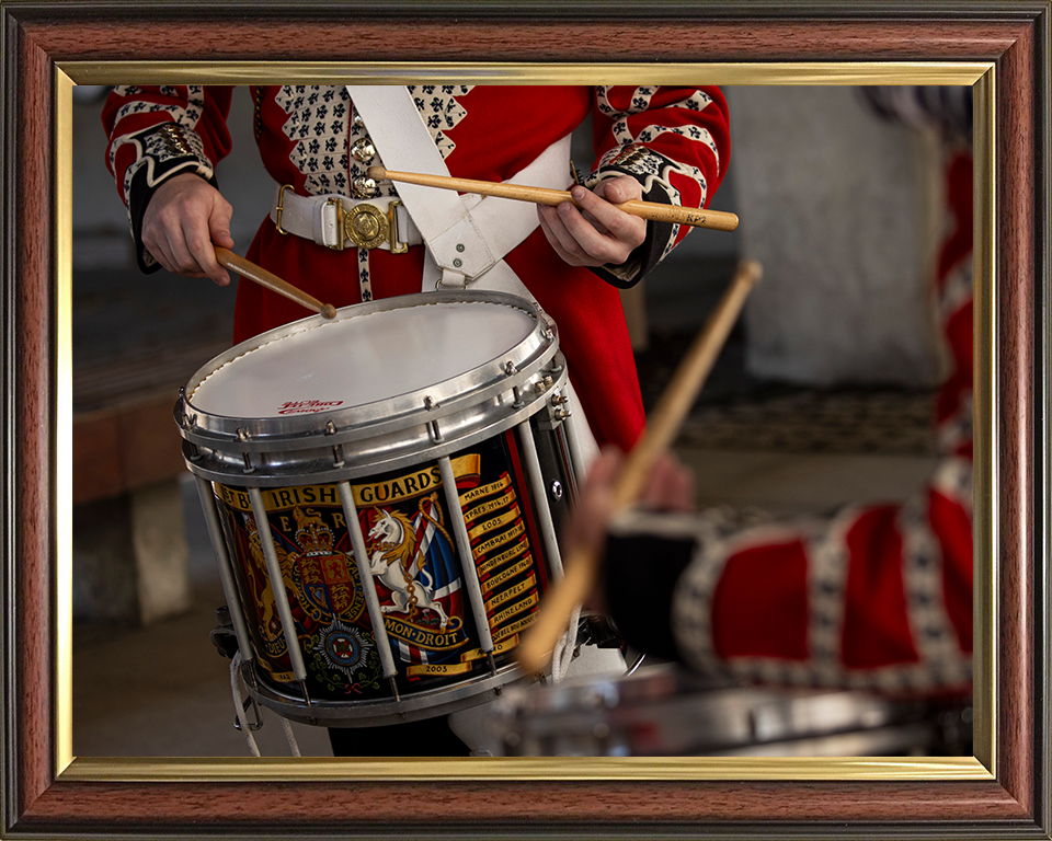British Army Irish Guards Drummers Drumming Photo Print Wall Art Military Decor Poster Posters, Prints, & Visual Artwork Hampshire Prints 10 x 8 Classic Frame No
