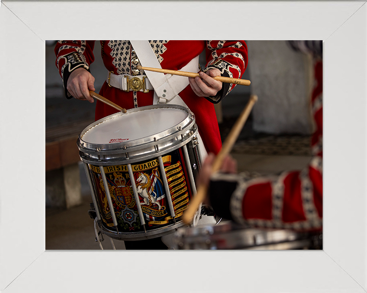 British Army Irish Guards Drummers Drumming Photo Print Wall Art Military Decor Poster Posters, Prints, & Visual Artwork Hampshire Prints 10 x 8 White Frame No