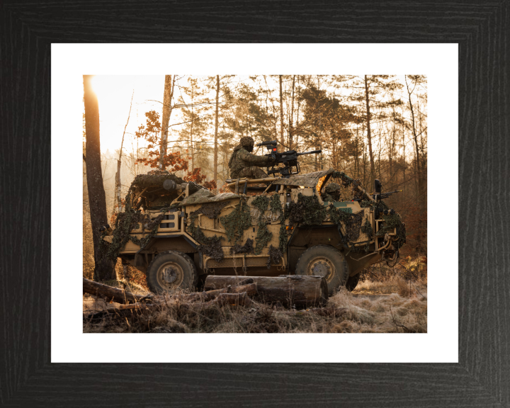 British Army Jackal Vehicle At Sunset Photo Print Wall Art Military Decor Poster Posters, Prints, & Visual Artwork Hampshire Prints 10 x 8 Black Frame Yes