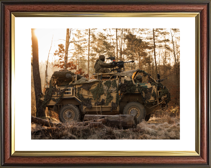 British Army Jackal Vehicle At Sunset Photo Print Wall Art Military Decor Poster Posters, Prints, & Visual Artwork Hampshire Prints 10 x 8 Classic Frame Yes