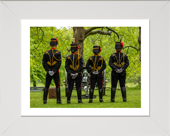 British Army King’s Troop Royal Horse Artillery Stood at Ease Photo Print Wall Art Military Decor Posters, Prints, & Visual Artwork Hampshire Prints 10 x 8 White Frame Yes