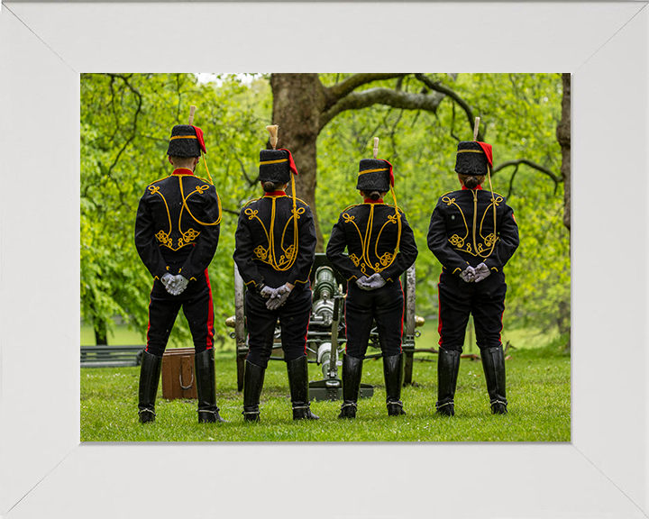 British Army King’s Troop Royal Horse Artillery Stood at Ease Photo Print Wall Art Military Decor Posters, Prints, & Visual Artwork Hampshire Prints 10 x 8 White Frame No