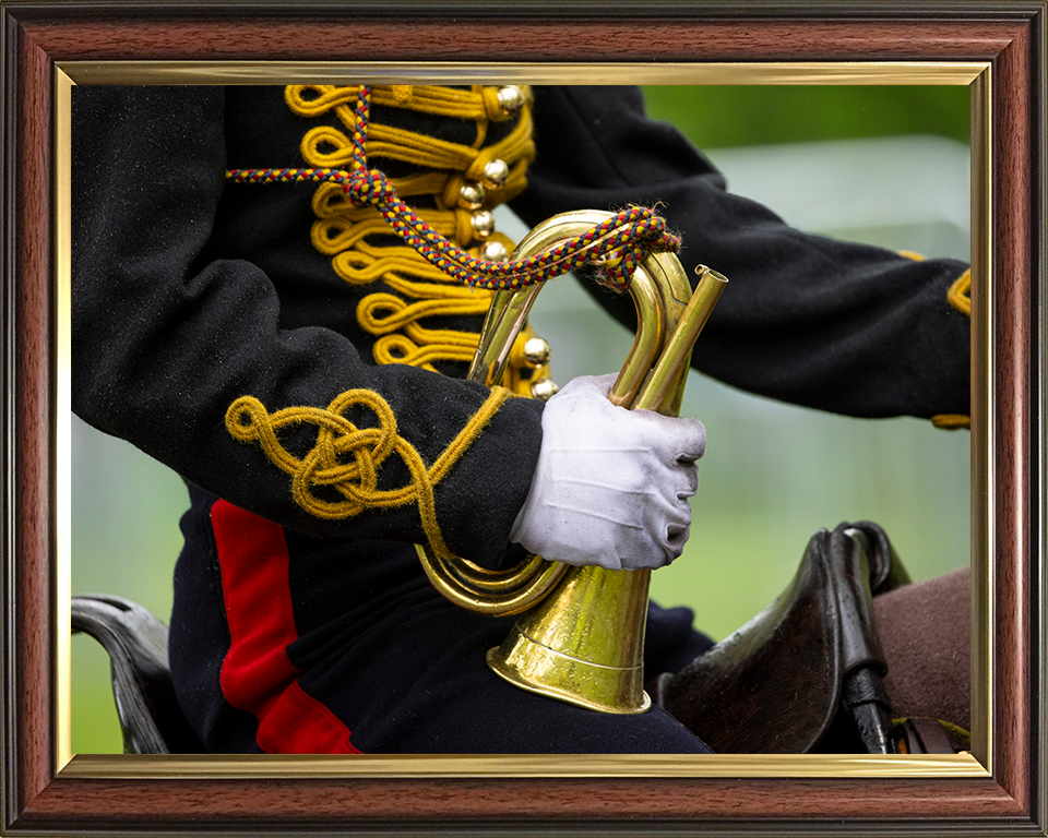 British Army King’s Troop Royal Horse Artillery Bugler on horseback Photo Print Wall Art Military Decor Posters, Prints, & Visual Artwork Hampshire Prints 10 x 8 Classic Frame No