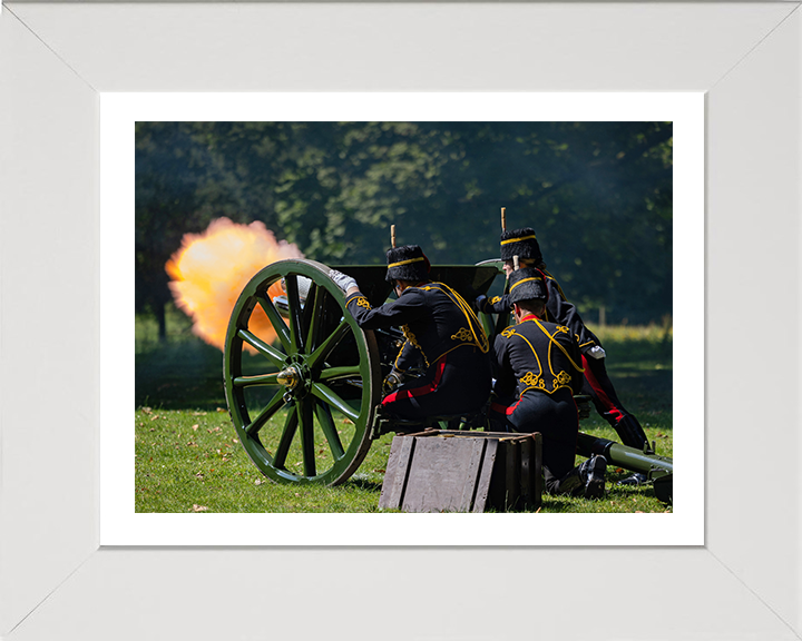 British Army King’s Troop Royal Horse Artillery fire a Gun Salute Photo Print Wall Art Military Decor Posters, Prints, & Visual Artwork Hampshire Prints 10 x 8 White Frame Yes