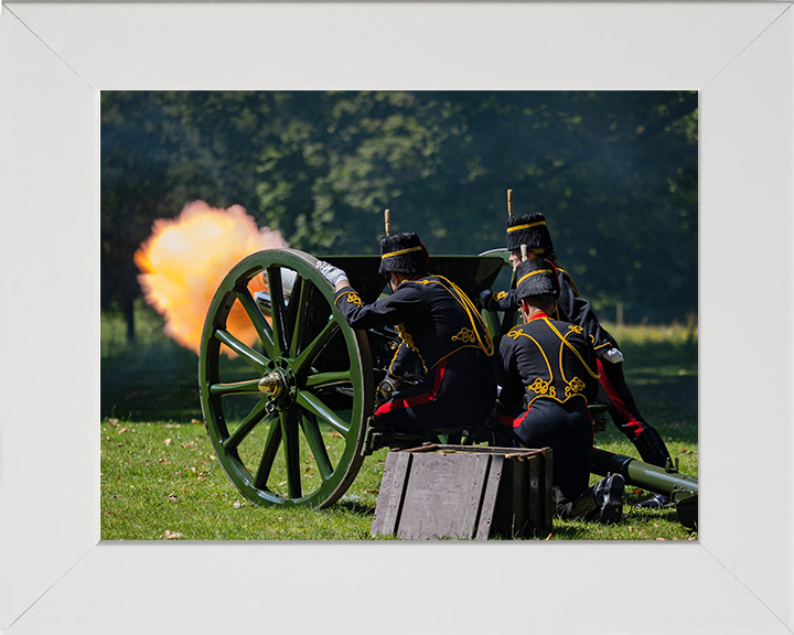 British Army King’s Troop Royal Horse Artillery fire a Gun Salute Photo Print Wall Art Military Decor Posters, Prints, & Visual Artwork Hampshire Prints 10 x 8 White Frame No