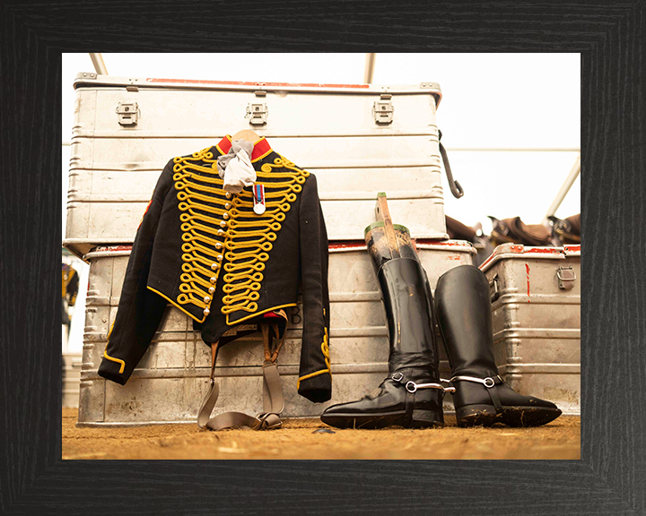 Kings Troop uniform hanging before parade Photo Print - British Army Posters, Prints, & Visual Artwork Hampshire Prints 10 x 8 Black Frame No