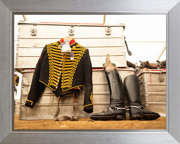 Kings Troop uniform hanging before parade Photo Print - British Army Posters, Prints, & Visual Artwork Hampshire Prints 10 x 8 Silver Frame No