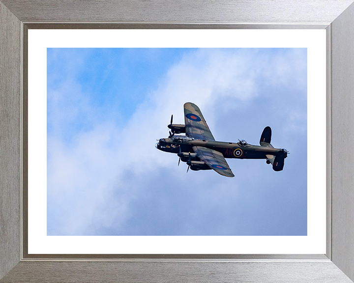 RAF BBMF Lancaster Bomber in Flight 2025 Photo Print Royal Air Force Aircraft Wall Art Aviation Decor Posters, Prints, & Visual Artwork Hampshire Prints 10 x 8 Silver Frame Yes
