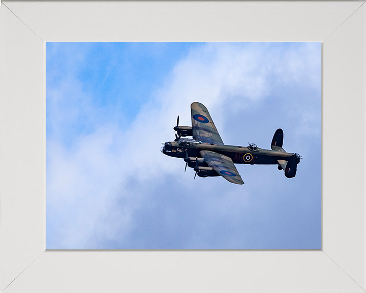 RAF BBMF Lancaster Bomber in Flight 2025 Photo Print Royal Air Force Aircraft Wall Art Aviation Decor Posters, Prints, & Visual Artwork Hampshire Prints 10 x 8 White Frame No