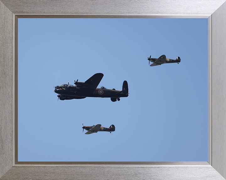 RAF Battle of Britain Memorial Flight Photo Print - Royal Air Force Aircraft Posters, Prints, & Visual Artwork Hampshire Prints 10 x 8 Silver Frame No