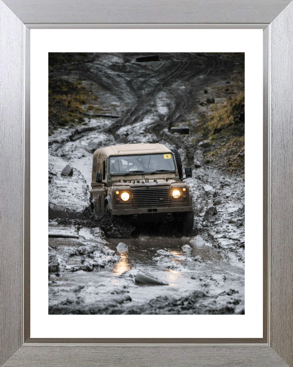 British Army Land Rover Wolf Vehicle Photo Print Wall Art Military Decor Posters Posters, Prints, & Visual Artwork Hampshire Prints 10 x 8 Silver Frame Yes