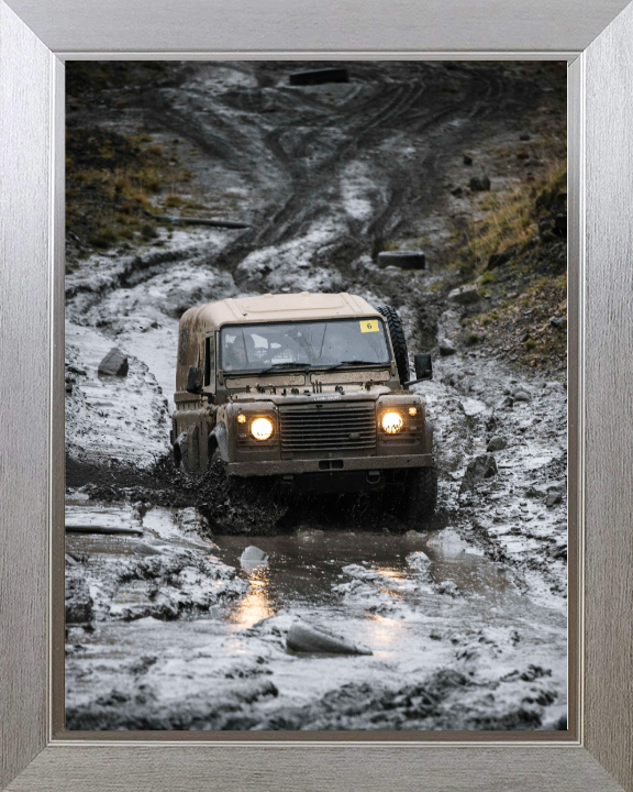 British Army Land Rover Wolf Vehicle Photo Print Wall Art Military Decor Posters Posters, Prints, & Visual Artwork Hampshire Prints 10 x 8 Silver Frame No