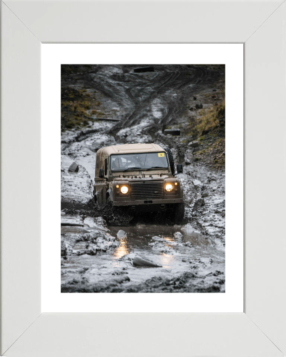 British Army Land Rover Wolf Vehicle Photo Print Wall Art Military Decor Posters Posters, Prints, & Visual Artwork Hampshire Prints 10 x 8 White Frame Yes