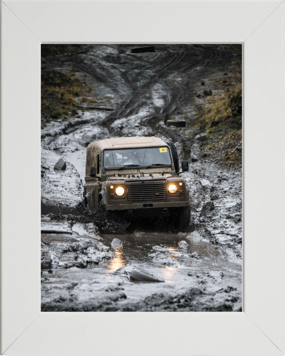 British Army Land Rover Wolf Vehicle Photo Print Wall Art Military Decor Posters Posters, Prints, & Visual Artwork Hampshire Prints 10 x 8 White Frame No
