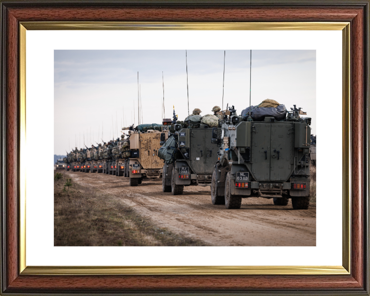 British Army Foxhound vehicles lined up Photo Print Wall Art Military Decor Poster Posters, Prints, & Visual Artwork Hampshire Prints 10 x 8 Classic Frame Yes