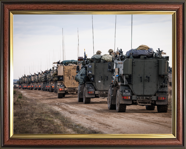British Army Foxhound vehicles lined up Photo Print Wall Art Military Decor Poster Posters, Prints, & Visual Artwork Hampshire Prints 10 x 8 Classic Frame No