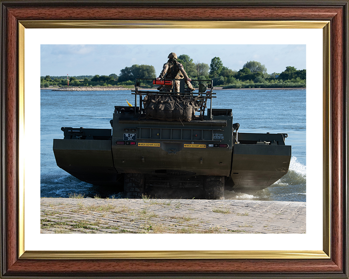 M3 Amphibious Bridging Vehicle splashing In British Army Vehicle Photo Print Wall Art Military Decor UK Posters, Prints, & Visual Artwork Hampshire Prints 10 x 8 Classic Frame Yes