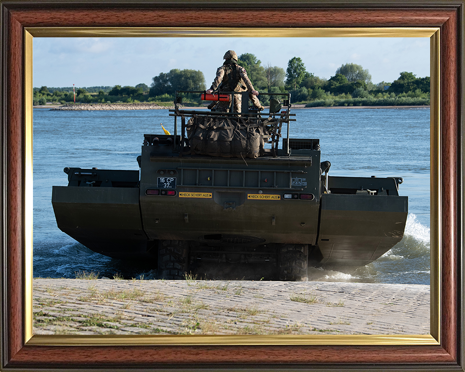 M3 Amphibious Bridging Vehicle splashing In British Army Vehicle Photo Print Wall Art Military Decor UK Posters, Prints, & Visual Artwork Hampshire Prints 10 x 8 Classic Frame No