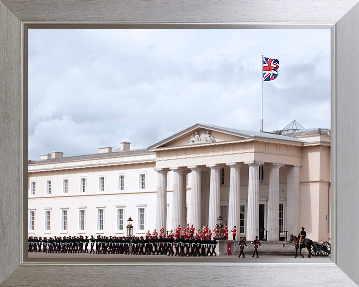 British Army Officer Cadets march Past RMAS Sandhurst Photo Print Wall Art Military Decor Posters, Prints, & Visual Artwork Hampshire Prints 10 x 8 Silver Frame No