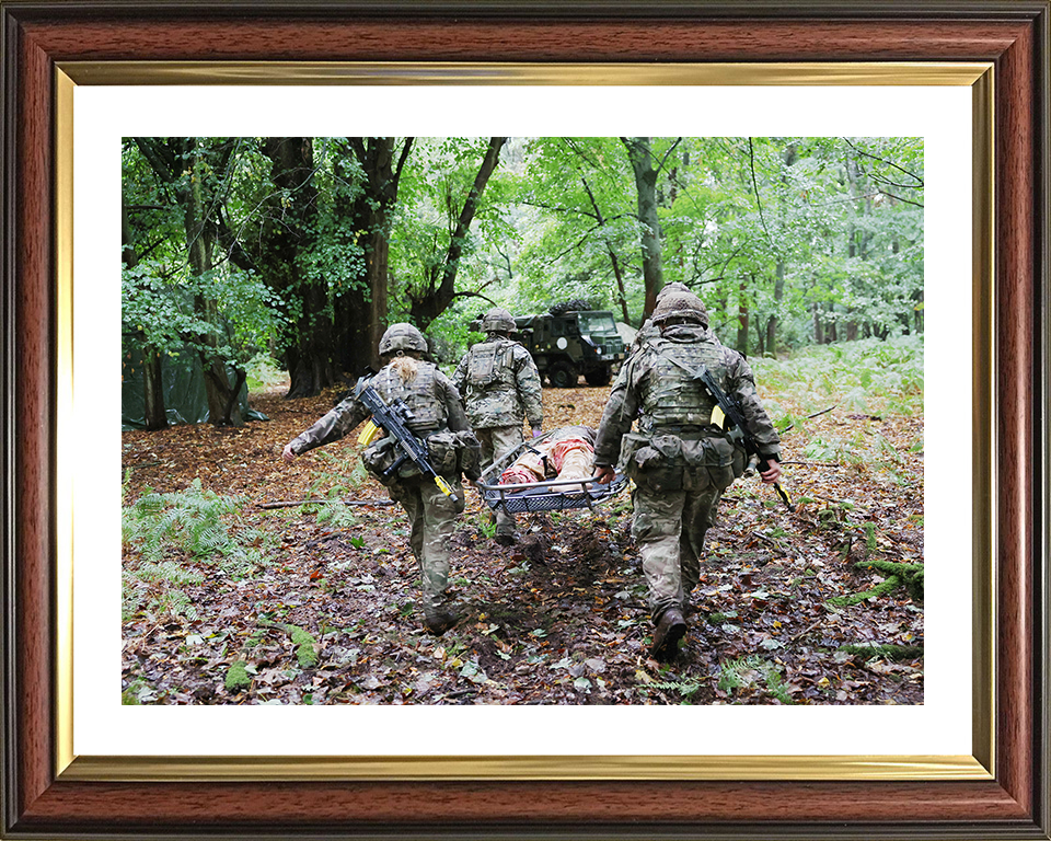 British Army Medical Regiment Personnel Carry a Stretcher Photo Print Wall Art Military Decor Posters, Prints, & Visual Artwork Hampshire Prints 10 x 8 Classic Frame Yes