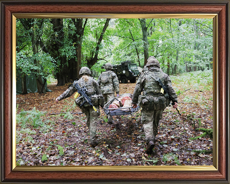 British Army Medical Regiment Personnel Carry a Stretcher Photo Print Wall Art Military Decor Posters, Prints, & Visual Artwork Hampshire Prints 10 x 8 Classic Frame No