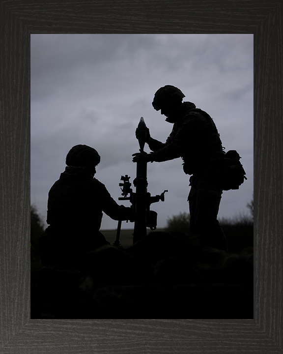 British Army Mortar team Silhouette Photo Print Wall Art Military Decor Poster Posters, Prints, & Visual Artwork Hampshire Prints 10 x 8 Black Frame No