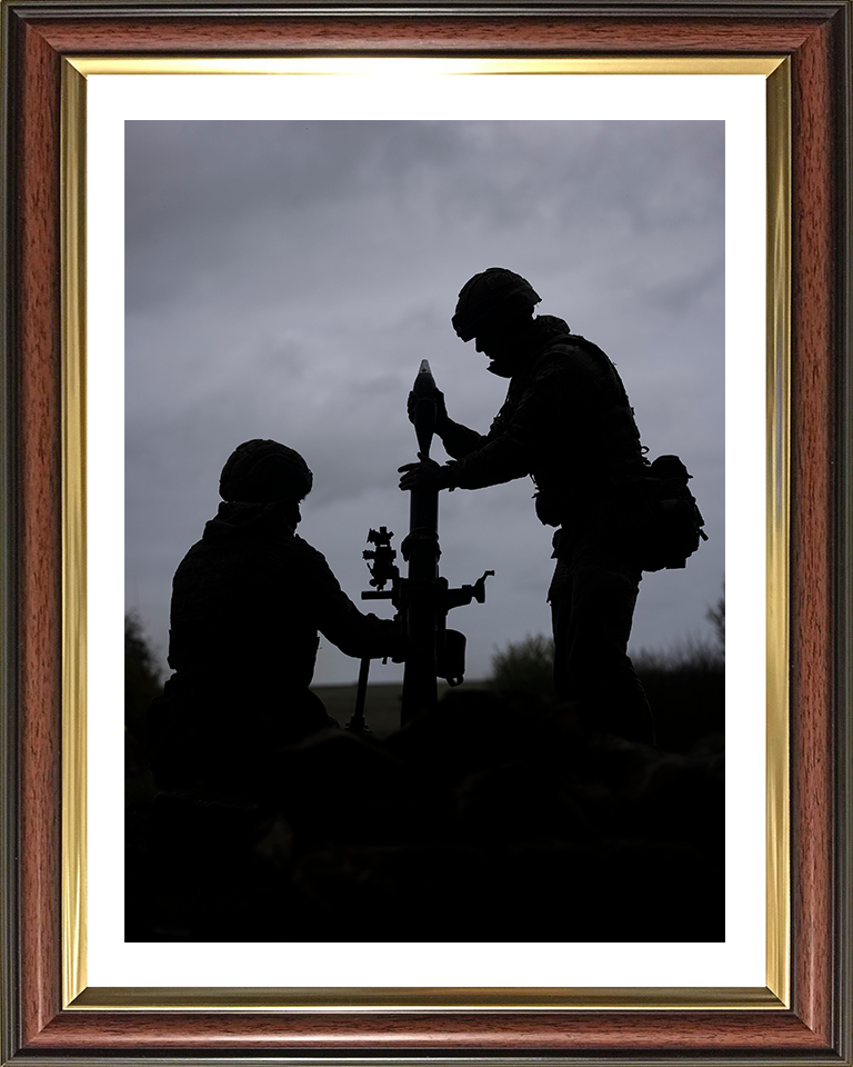 British Army Mortar team Silhouette Photo Print Wall Art Military Decor Poster Posters, Prints, & Visual Artwork Hampshire Prints 10 x 8 Classic Frame Yes