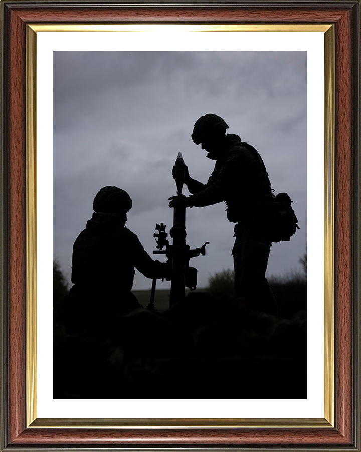 British Army Mortar team Silhouette Photo Print Wall Art Military Decor Poster Posters, Prints, & Visual Artwork Hampshire Prints 10 x 8 Classic Frame Yes