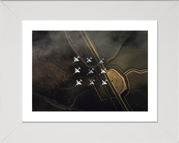 RAF Harrier GR7 Jets in formation Photo Print Royal Air Force Aircraft Wall Art Aviation Decor Posters, Prints, & Visual Artwork Hampshire Prints 10 x 8 White Frame Yes