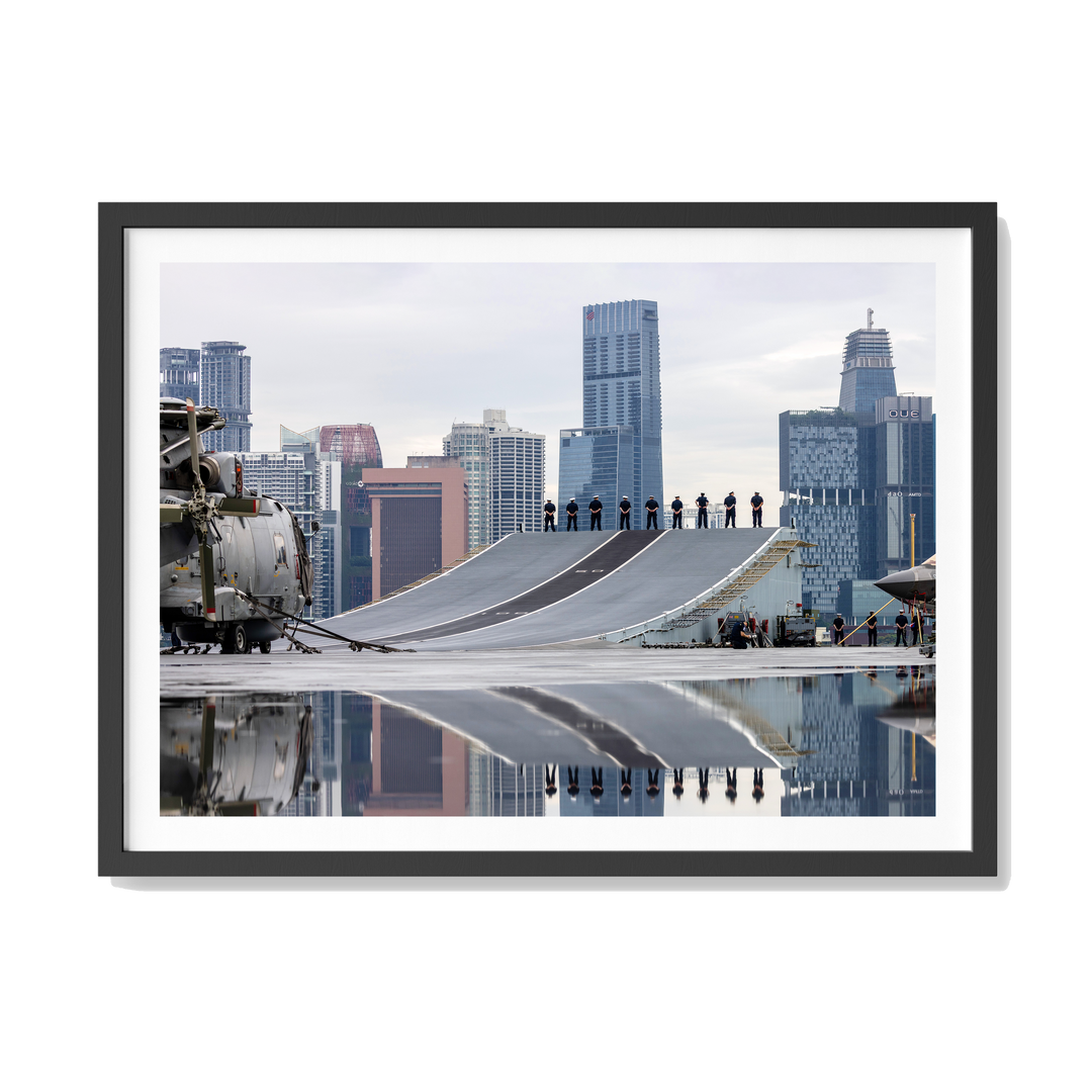 HMS Prince of wales Royal Navy  enters singapore aircraft Carrier photo print