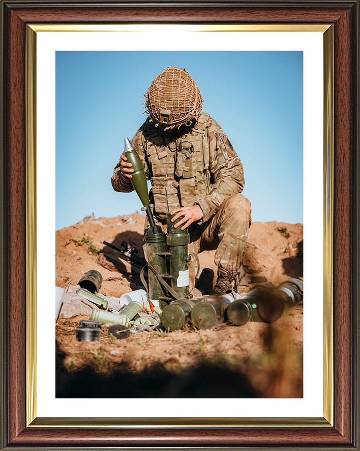 British Army Parachute Regiment Soldier preparing Mortars Photo Print Wall Art Military Decor Posters, Prints, & Visual Artwork Hampshire Prints 10 x 8 Classic Frame Yes